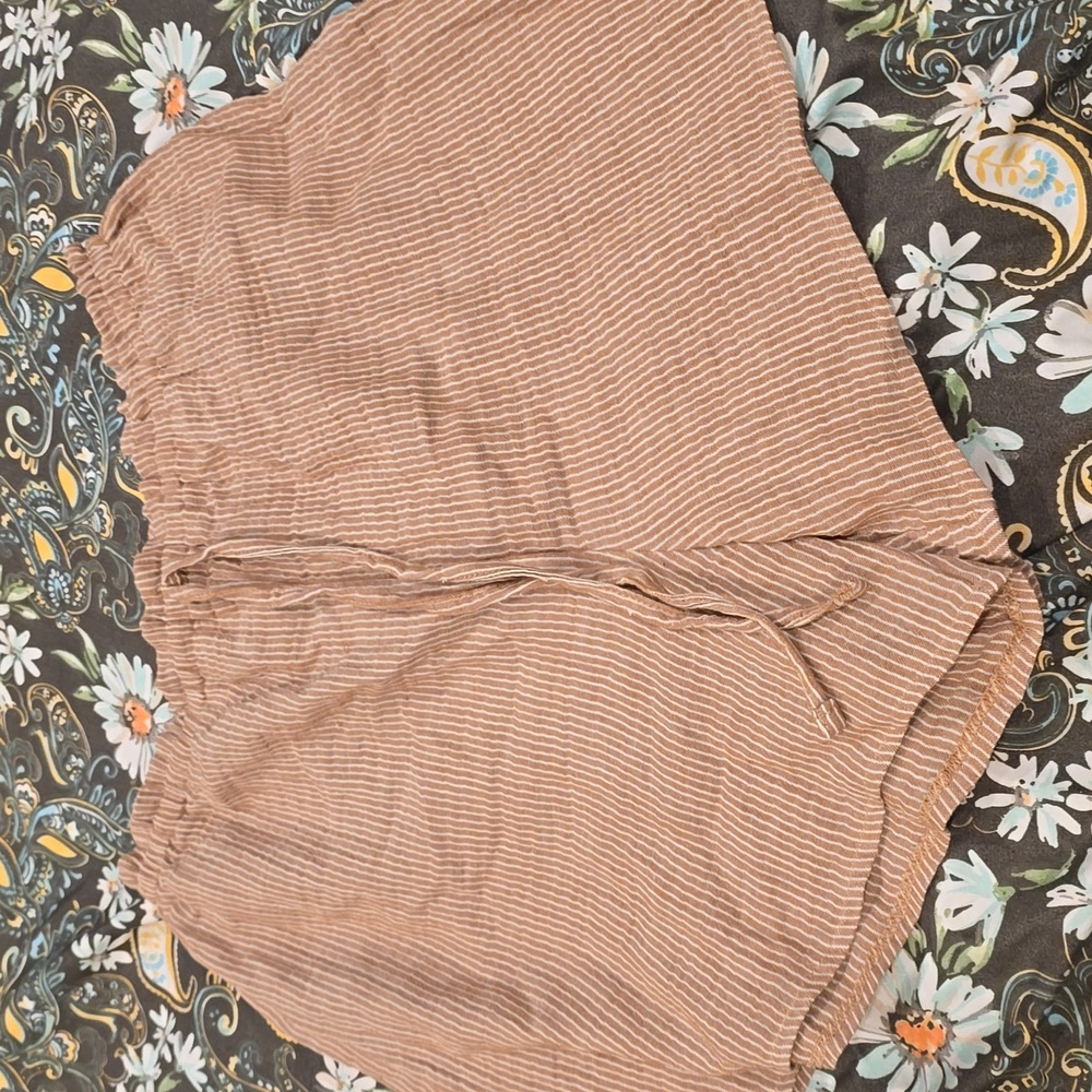 Kona Sol Brown Striped Swim Coverup Shorts